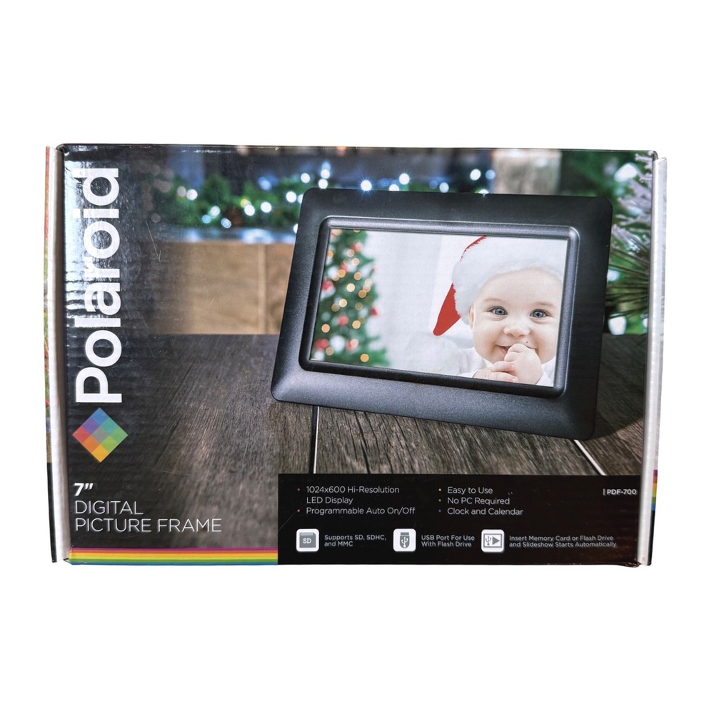 Polaroid Digital Picture Frame PDF-700 Black 7in LED Hi-Res Media Display NEW